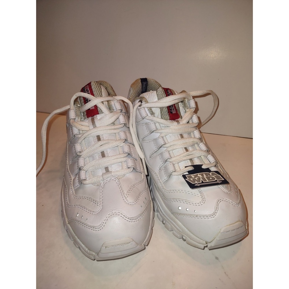Skechers Sport White Leather Sneakers Women's 8.5 Energy Timeless Vision Retro